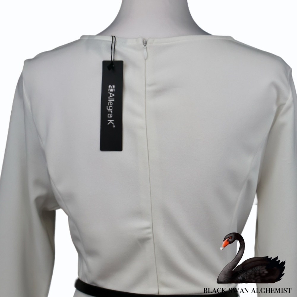 NWT	Allegra K. Women’s 3/4 Sleeve Belted Elegant Business Peplum Top SIZE LARGE - Picture 5 of 5